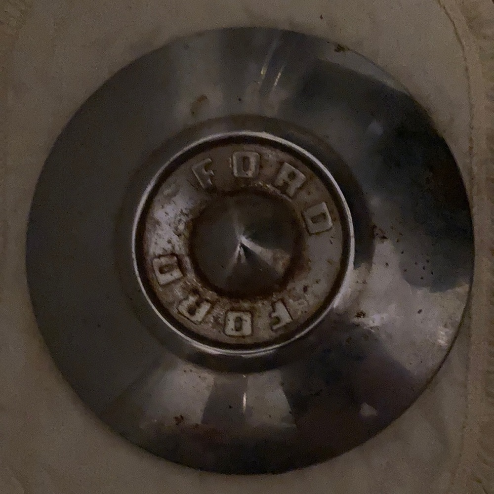 Vintage Ford Silver Hubcap 10 1/2” Man cave Collector